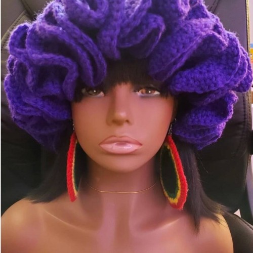 Handmade crochet ruffle hat adult lace wool hat fashion ruffle hat