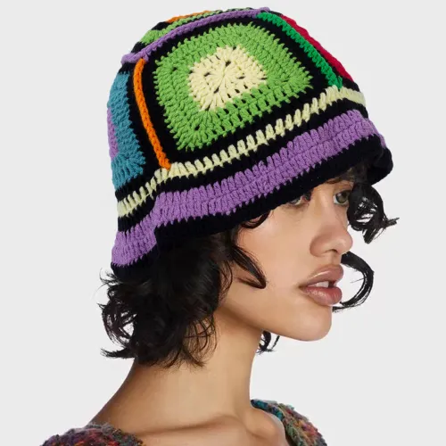 Autumn and winter knitted hats for women winter hand-knitted wool flower warm hats