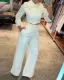 Women's suit autumn fashion lapel long sleeve solid color two piece suit