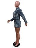 Women's Denim Skirt Set Embroidered Skirt Jacket Set