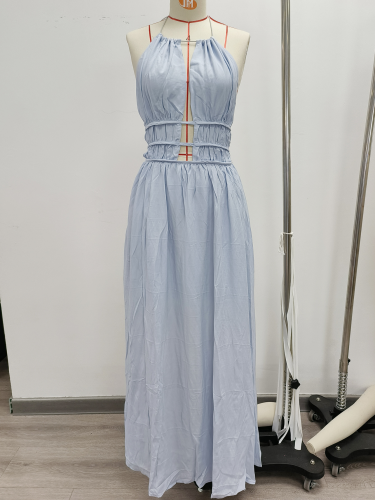 Sexy women's clothing halter neck strapless hollow slim strap backless long dress