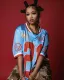 Contrast color print sports loose casual V-neck top T-shirt jersey for women