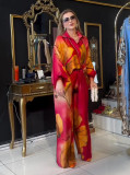 Women's clothing positioning printing top wide leg pants two piece suit