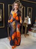 Women's clothing positioning printing top wide leg pants two piece suit