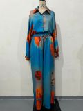 Women's clothing positioning printing top wide leg pants two piece suit