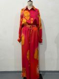 Women's clothing positioning printing top wide leg pants two piece suit