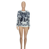 Women's casual printed long-sleeved sweetshirt