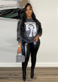 Women's casual printed long-sleeved sweetshirt