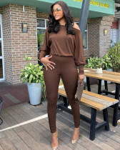 Women's autumn and winter solid color slim elastic fashion long sleeve tight jumpsuit