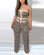 Women's Sexy Printed Tube Top Strapless Wide Leg Jumpsuit
