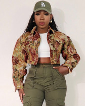 Autumn and winter women's short coat retro jacquard jacket