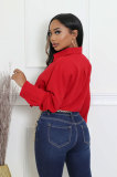 Autumn long sleeve solid color button down blouse