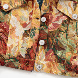 Autumn and winter women's short coat retro jacquard jacket