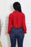 Autumn long sleeve solid color button down blouse