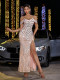 Elegant sequined slim strap banquet dress