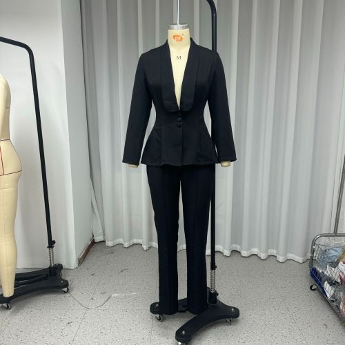 Autumn women's suit lapel solid color two piece blazer set