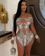 Sexy beaded see-through mini dress