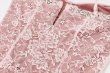Autumn Sexy Lace Pink Dress
