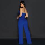 Solid color elegant strapless jumpsuit
