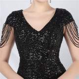 High-end dress sequined long A-line evening dress