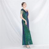 High-end dress sequined long A-line evening dress