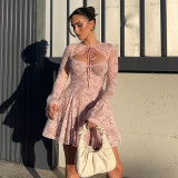 Autumn Sexy Lace Pink Dress