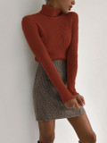 Turtleneck knitted pullover basic shirt