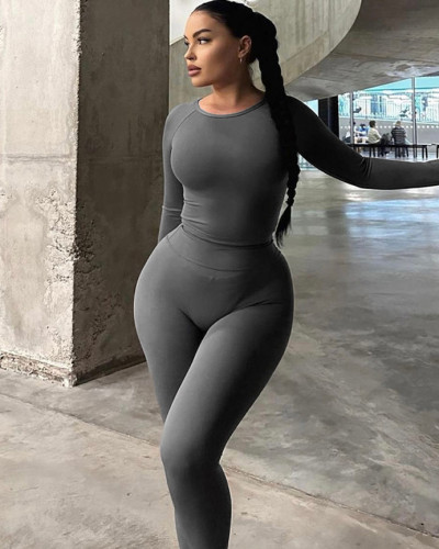 Long-sleeved top slim fit high-elastic sports yoga pants set