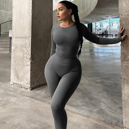 Long-sleeved top slim fit high-elastic sports yoga pants set