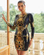 High-end long-sleeved round neck sexy short sequined banquet evening dress bridesmaid dress