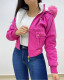 Women winter casual lining hooded fur collar short jacket