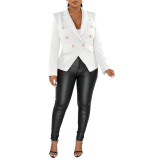 Women long sleeve solid color blazer coat