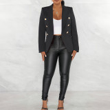 Women long sleeve solid color blazer coat