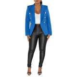 Women long sleeve solid color blazer coat