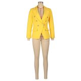 Women long sleeve solid color blazer coat