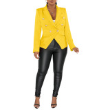 Women long sleeve solid color blazer coat