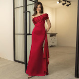 Autumn formal off shoulder long evening dress