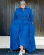 Autumn and winter plus size women's casual solid color two-piece maxi skirt set