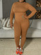 Autumn and winter plus size women's casual solid color tight shirt pants set