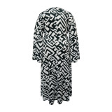 Autumn and winter plus size women's casual print maxi dress