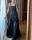 Party black sleeveless formal long evening dress