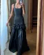 Party black sleeveless formal long evening dress