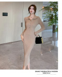 Autumn and winter women's long sleeve dress slim fit knitted long dress