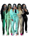 Autumn and winter women's casual waffle long sleeve tracksuit