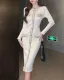 Autumn and winter women's long sleeve dress slim fit knitted long dress