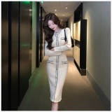 Autumn and winter women's long sleeve dress slim fit knitted long dress