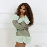 Autumn and winter leather fur collar cardigan jacket tight skirt set
