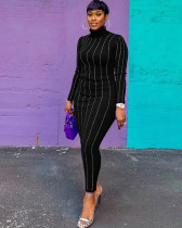 Winter Fashion Diamond Slim High Neck Long Sleeve Dress Wholesale