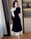 Lady contrast color elegant fishtail dress