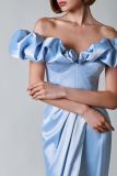 Women's high slit evening dress off shoulder long tube dress
